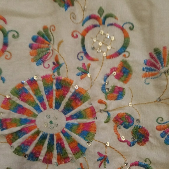 Floral embroidered calf length skirt - Picture 2 of 5